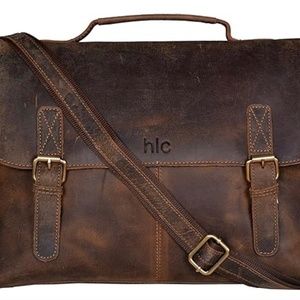 COPY - 15" Buffalo Leather Vintage Rustic Leather Messenger Laptop  Satchel Bag